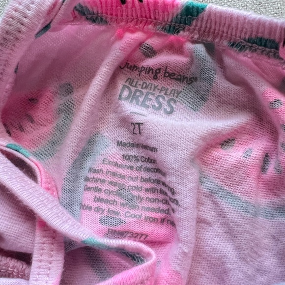 Jumping beans pink romper all day play dress watermelon print 2T EUC - Picture 3 of 4